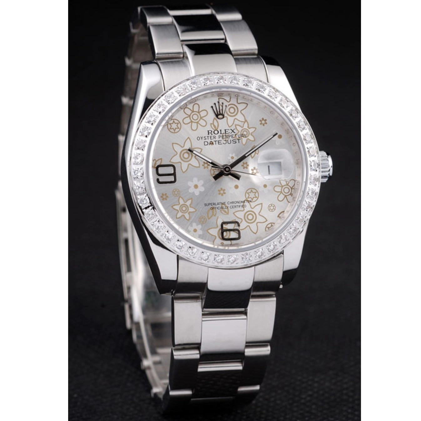 Good copy rolex watches Stainless Flowers Plated Silver Polished 98081 Diamond Dial Rolex Steel Datejust 0805